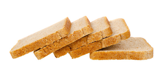 Whole wheat bread, healthy food. Isolated on white.