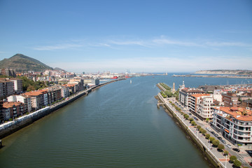 Fototapeta premium Port with Portugalete and Las Arenas Neighbourhoods, Bilbao