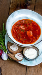borscht soups with beef and tom yang with seafood