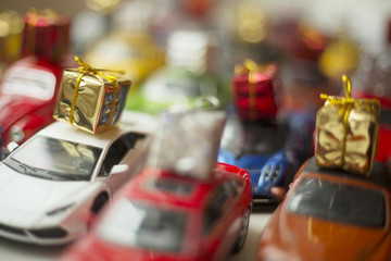 Traffic jam of toy cars