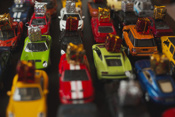 Traffic jam of toy cars