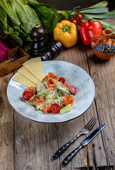 Caesar - a classic salad in combination with special sauce and salmon