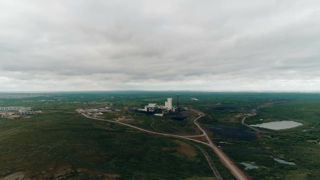 Coal mine among the vast expanses of Russia. Copter ( drone ) shooting