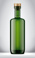 Colored Glass Bottle on Background. Cork version