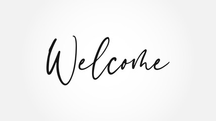 Welcome black text lettering hand written calligraphy isolated on white background vector illustration