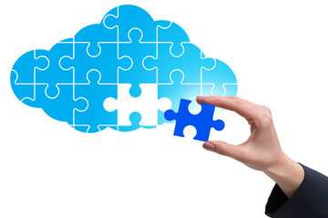 Concept of cloud computing with jigsaw puzzle