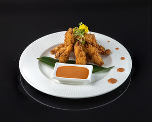 Warm salad with zucchini and avocado Romano salad, avocado, bell pepper, zucchini, soy sauce, Shichimi seasoning olive oil, cherry