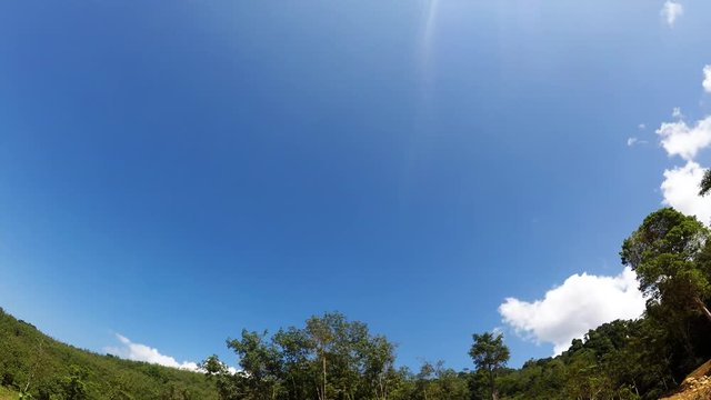 Time lapse video of clouds forming in sjy above rainforest 