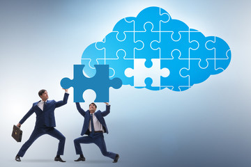 Concept of cloud computing with jigsaw puzzle