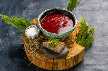 borscht soups with beef and tom yang with seafood