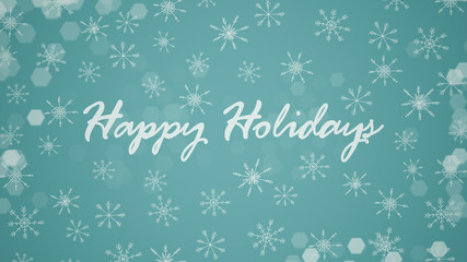 Fototapeta na wymiar Happy Holidays blue greeting card with snowflakes