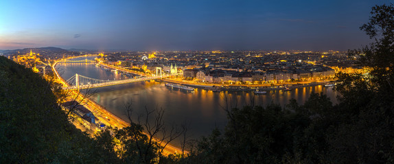 Obraz premium Aussicht vom Gellertberg in Budapest bei Nacht