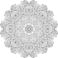 Coloring of ethnic round mandala flower pattern	