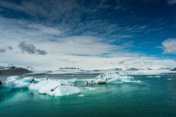 Floating Icebergs in Jokulsarlon glacier lagoon. Iceland