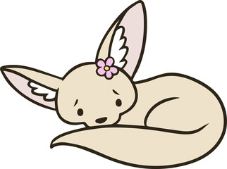 雌のフェネックのイラスト_困り顔