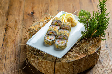 baked rolls, with vegetables, with fish, with seafood