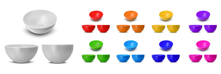 Color plastic rice and noodle bowl
