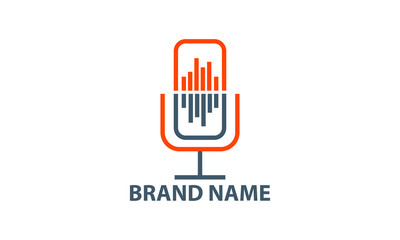 illustration of a mic or podcast logo with a combination of 2 colors