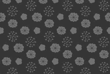 和風の小花模様の黒いシームレスパターン