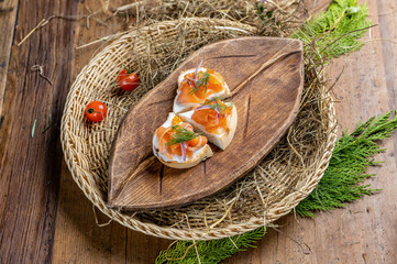 Bruschetta - Italian common dish - appetizer. Served before the main meals for the initial "aperitif". ▪️ Bruschetta with fresh tomatoes and strachatella