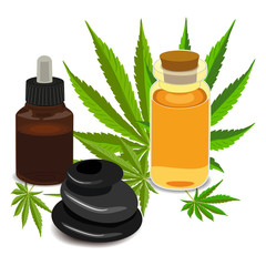 The formula of hemp CBD. Structural model of the molecules of cannabidiol and tetrahydrocannabinol. Medicinal cannabis. Medical marijuana, cannabinoids and health. illustration