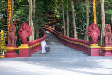 a nun in temple stair