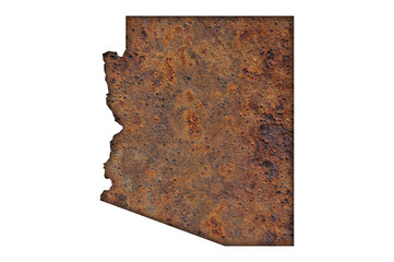 Karte von Arizona auf rostigem Metall