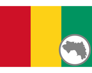 Fahne und Landkarte von Guinea