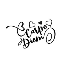 Fototapeta premium Cape Diem - positive phrase calligraphy text. Good for greeting card and t-shirt print, flyer, poster design, mug.
