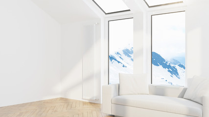 Fototapeta na wymiar Modern design living room interior with beautiful view . 3D rendering