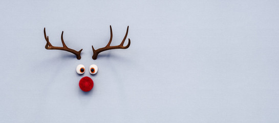 Reindeer toy with red nose Christmas background concept 3D Rendering © hd3dsh