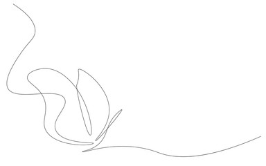 Butterfly animal flying one line drawing vector illustration