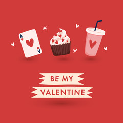 Valentine's Day elements with text and layout template for cards and banner design : Vector Illustration
