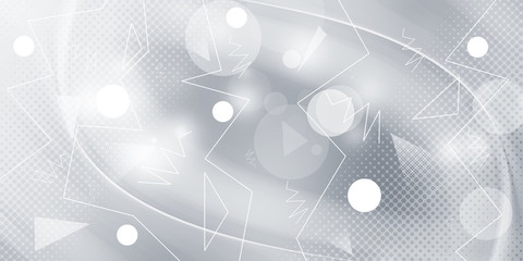 Gray halftone pattern with white line motion and network connection backdrop wallpaper. Clean Grey geometric background.