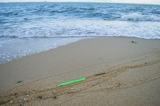 Plastic tube on the beach