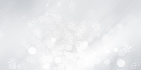 white and gray Christmas light with snowflake bokeh background, Winter backdrop wallpaper.