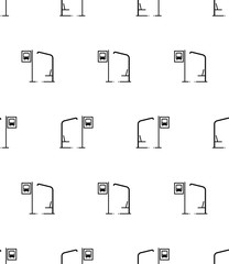 Bus Stop Icon Seamless Pattern, Designated Place For Passengers To Board Or Get Off From A Bus