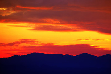Beautiful sunrise view of the mountain