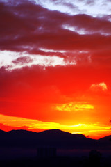 Beautiful sunrise view of the mountain