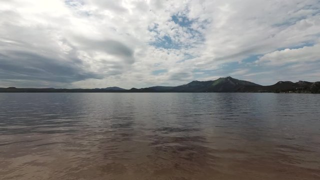 The lake near the mountains, rocks and trees in Borovoe, Kazakhstan