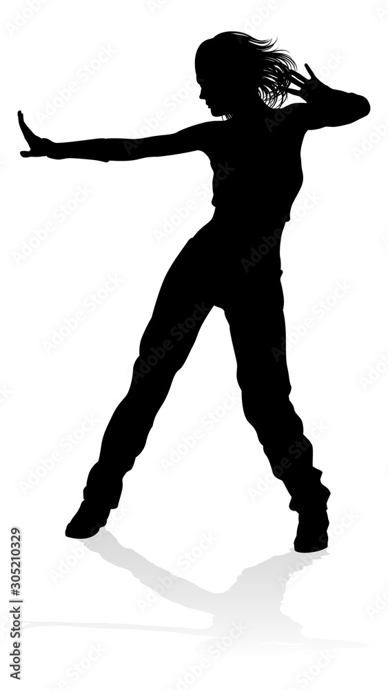 Poster a woman street dance hip hop dancer in silhouette