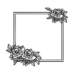 Floral geometric frame. Round rose frame. Decorative design element. Vector illustration
