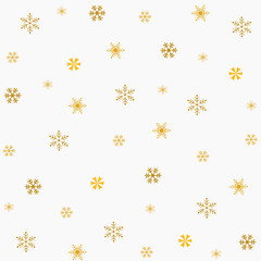 Christmas seamless pattern with snowflakes.Golden snow on white background.