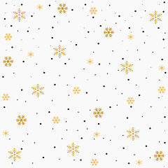 Christmas seamless pattern with snowflakes.Golden snow on white background.
