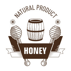 Fototapeta na wymiar Bee honey isolated sketch icon, apiary and beekeeping