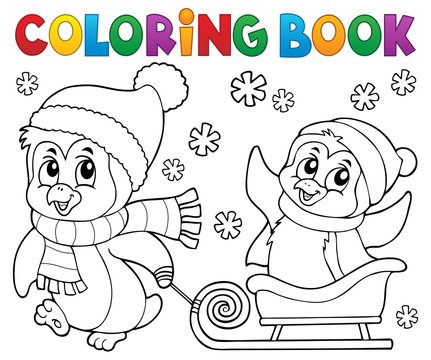 Coloring book Christmas penguin topic 8