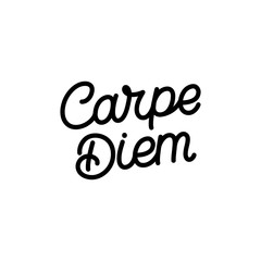 Hand drawn lettering card. The inscription: Carpe diem. Perfect design for greeting cards, posters, T-shirts, banners, print invitations. Monoline style.