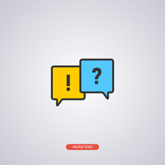 FAQ icon isolated on a gray background. Flat style. 