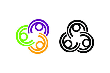 three people connected concept with colorful and one black color ready to use