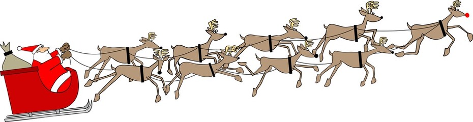 Santa being pulled by his reindeer © Dennis Cox